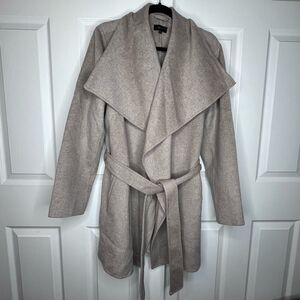 Quince Wool Short Draped Collar Belted Coat XL